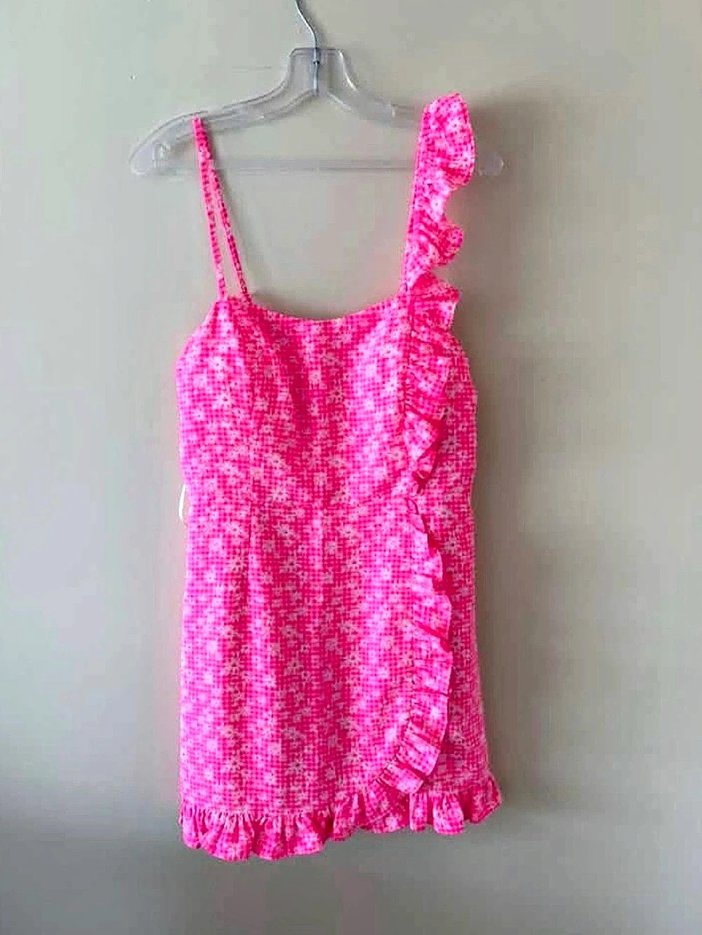 Lilly Pulitzer Maetha Ruffle Romper in aura pink Size 8 NWT